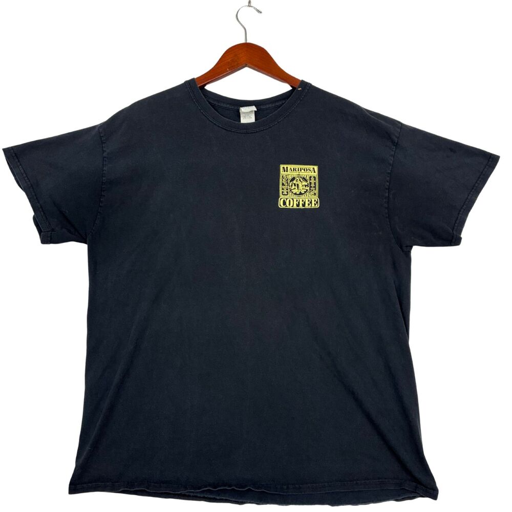 Mariposa Coffee T Shirt Mens XL Black Gildan Ultra Cotton Graphic Logo Tee